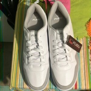 Size 13 Fubu white and grey sneakers